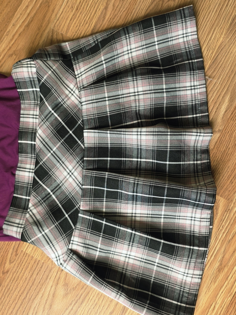 Plaid Mini Skirt with Pink Accent Sweet Butterfly Girls' Skirt Kawaii Y2K Kpop M